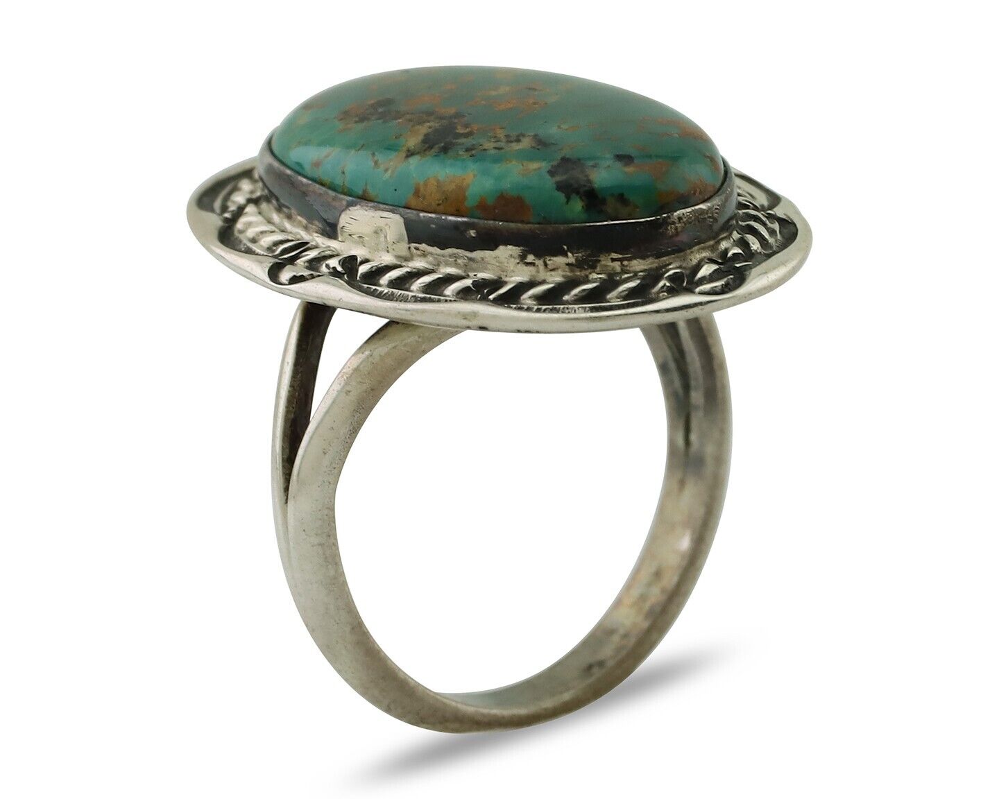 Navajo Ring .925 Silver Natural Turquoise Artist Signed Billy Eagle C.80's