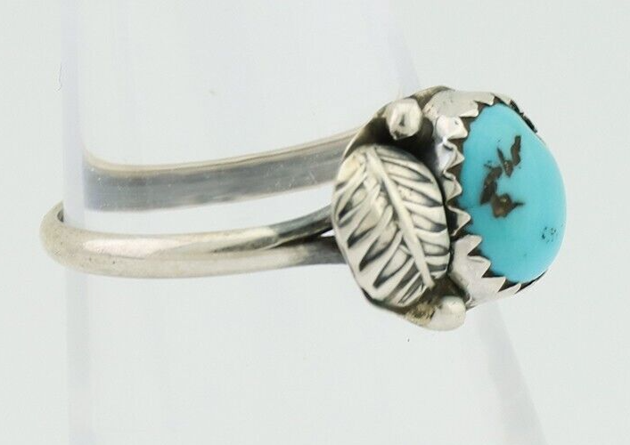 Navajo Ring 925 Silver Sleeping Beauty Turquoise Native American Artist C.80's