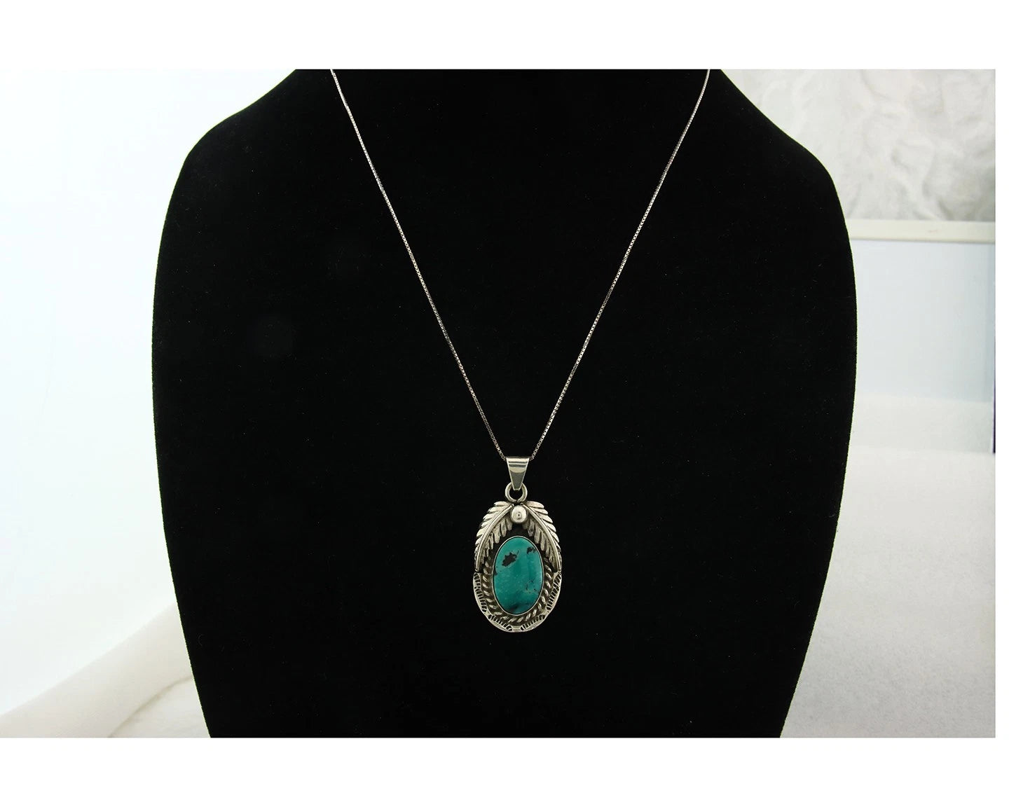 Navajo Necklace Sterling Silver Blue Turquoise Vintage Signed Sun
