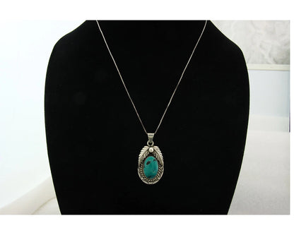 Navajo Necklace Sterling Silver Blue Turquoise Vintage Signed Sun