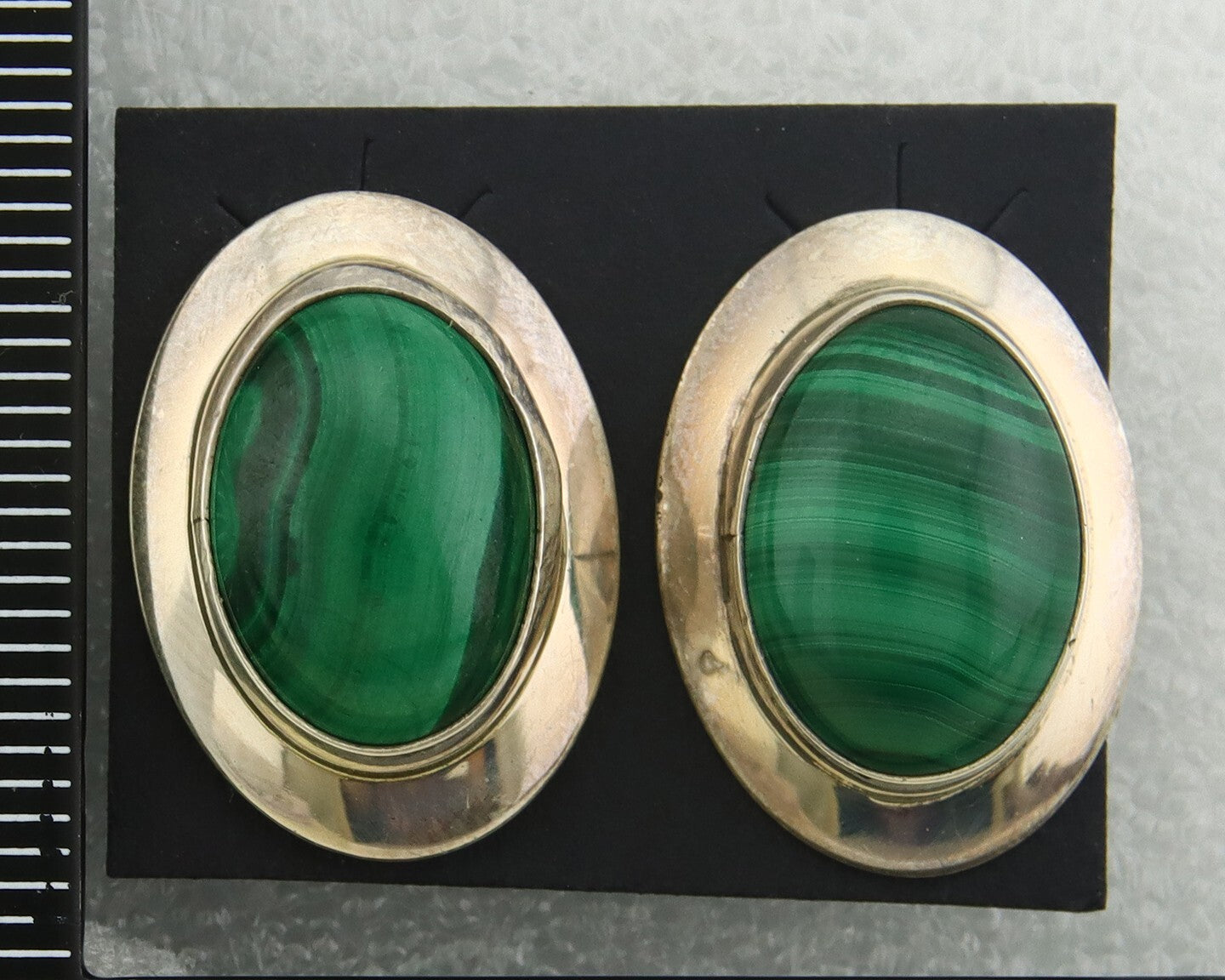 Navajo Earrings 925 Silver Natural Malachite Native American Artist C.80's