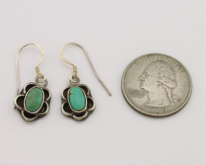 Navajo Earrings 925 Silver Natural Blue Turquoise Native American Artist C.80s