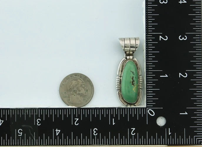Navajo Pendant 925 Sterling Silver Natural Turquoise Vintage Artist Signed JT