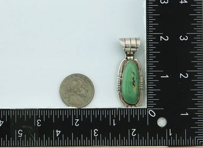 Navajo Pendant 925 Sterling Silver Natural Turquoise Vintage Artist Signed JT