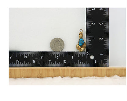 Navajo Pendant Sterling Silver & Gold Natural Blue Turquoise Authentic Native