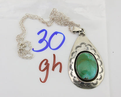 Navajo Royston Turquoise Necklace 925 Silver Artist Signed MC C.80's