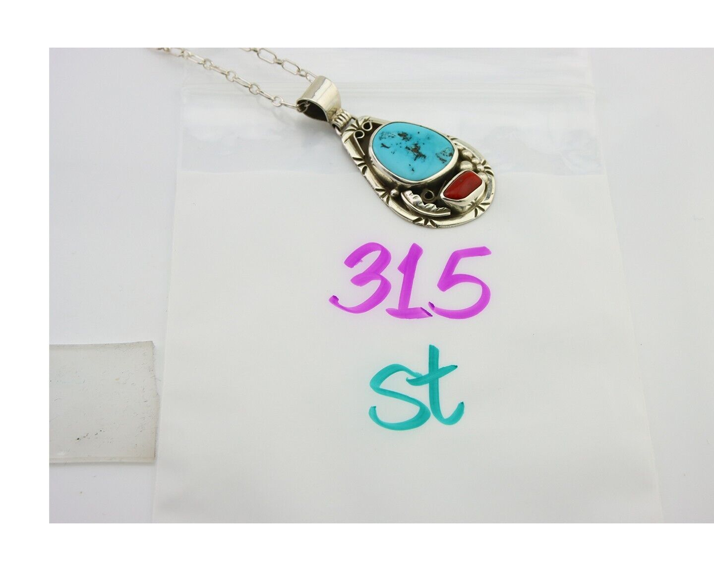 Navajo Necklace 925 Silver Spiderweb Turquoise Artist Signed Teepee on Hill C80s