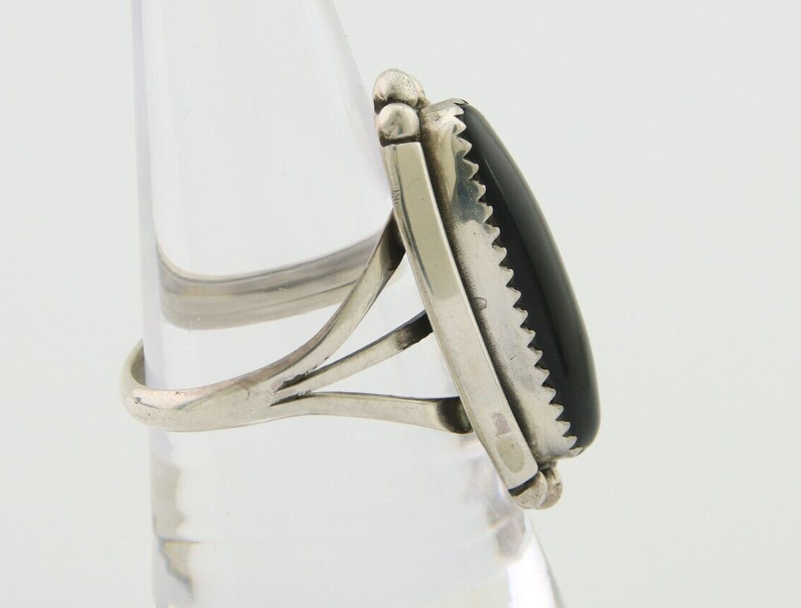 Navajo Handmade Ring 925 Silver Black Onyx Native American Artist C.80's