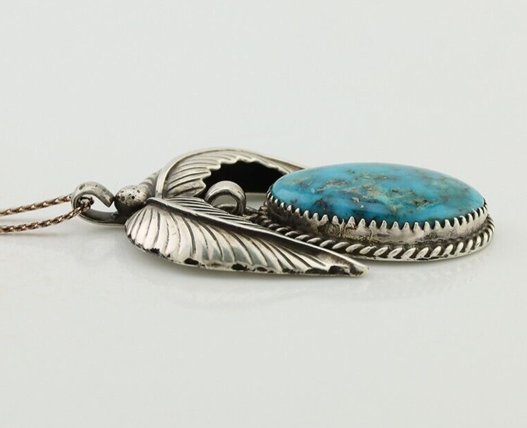 Navajo Necklace 925 Silver Turquoise Native American Artist Signed C.90's