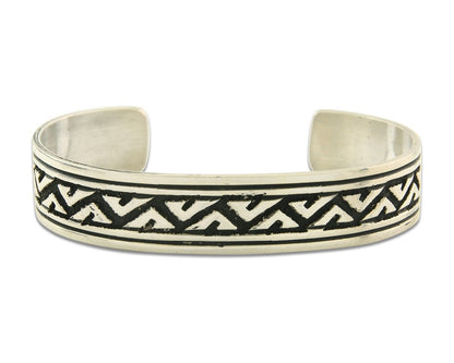 Navajo Bracelet 925 Silver Artist Signed Thomas Singer Cuff Made in the 1980's