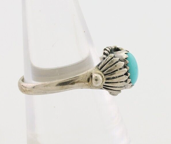 Navajo Ring 925 Silver Kingman Turquoise Native American Artist Made In 1985