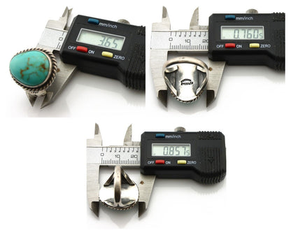 Navajo Ring 925 Silver Natural Blue Turquoise Native American Signed C.1980's