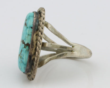 Navajo Ring 925 Silver Spiderweb Turquoise Native American Artist C.80's