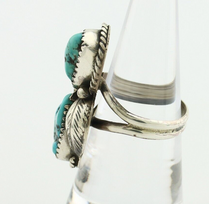 Navajo Ring 925 Silver Sleeping Beauty Nugget Turquoise Native Artist C.80's
