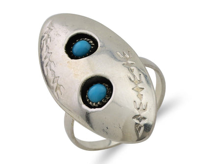 Navajo Ring 925 Silver Natural Blue Turquoise Native American Artist C.80's