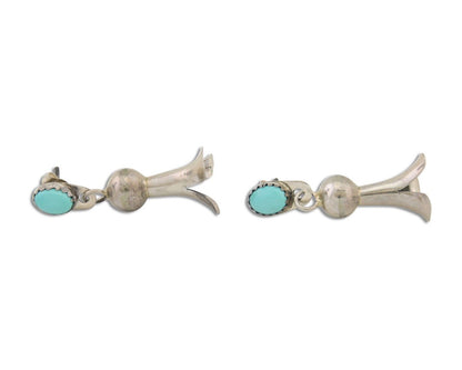 Navajo Dangle Squash Earrings 925 Silver Natural Turquoise Native Artist C.80's