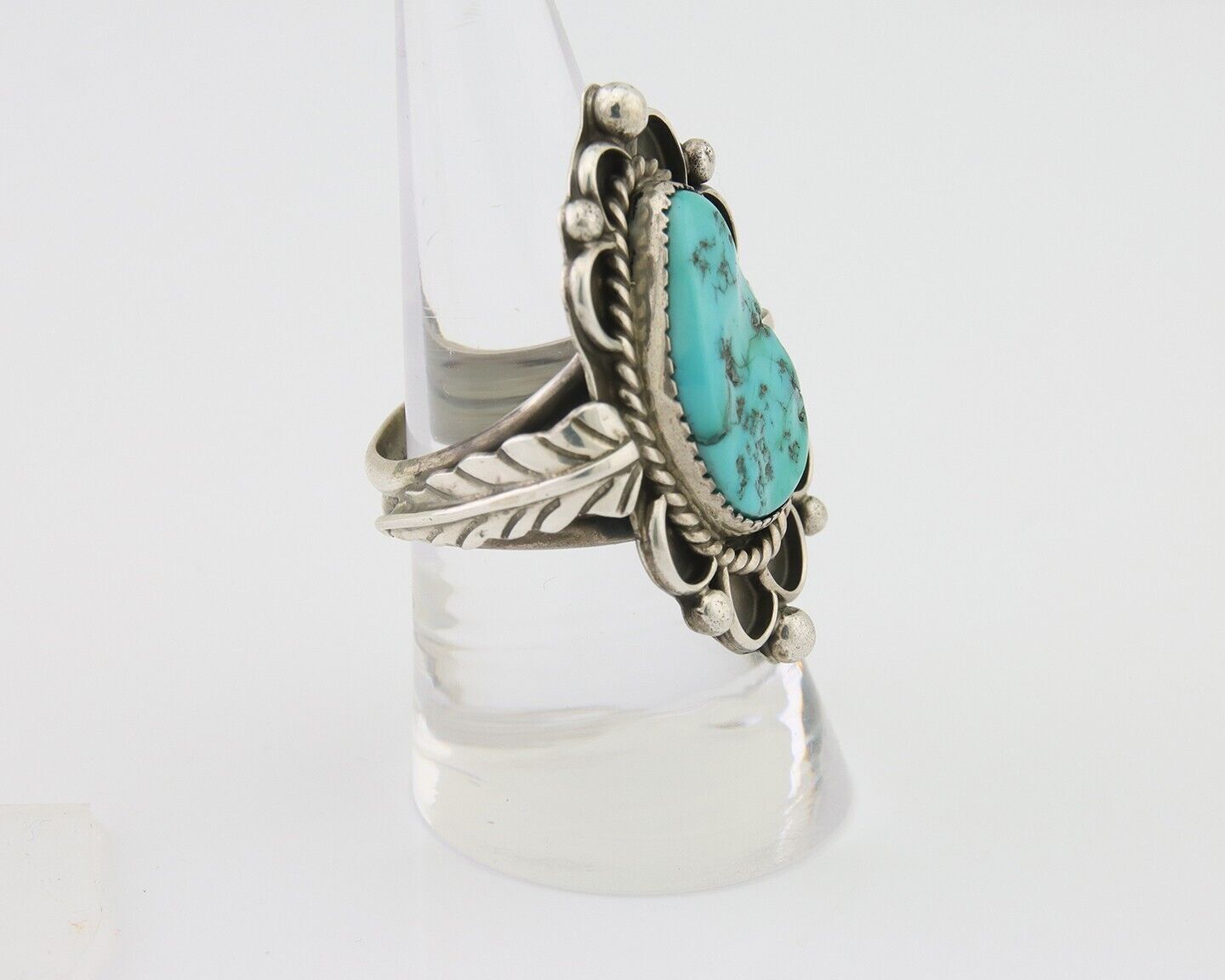 Navajo Ring 925 Silver Natural Blue Turquoise Native American Artist C.80's