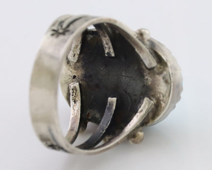 Navajo Ring 925 Silver Natural Kingman Turquoise Native American Artist C.80's