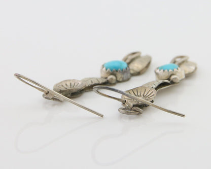Navajo Dangle Earrings 925 Silver Natural Turquoise Native Artist C.80's