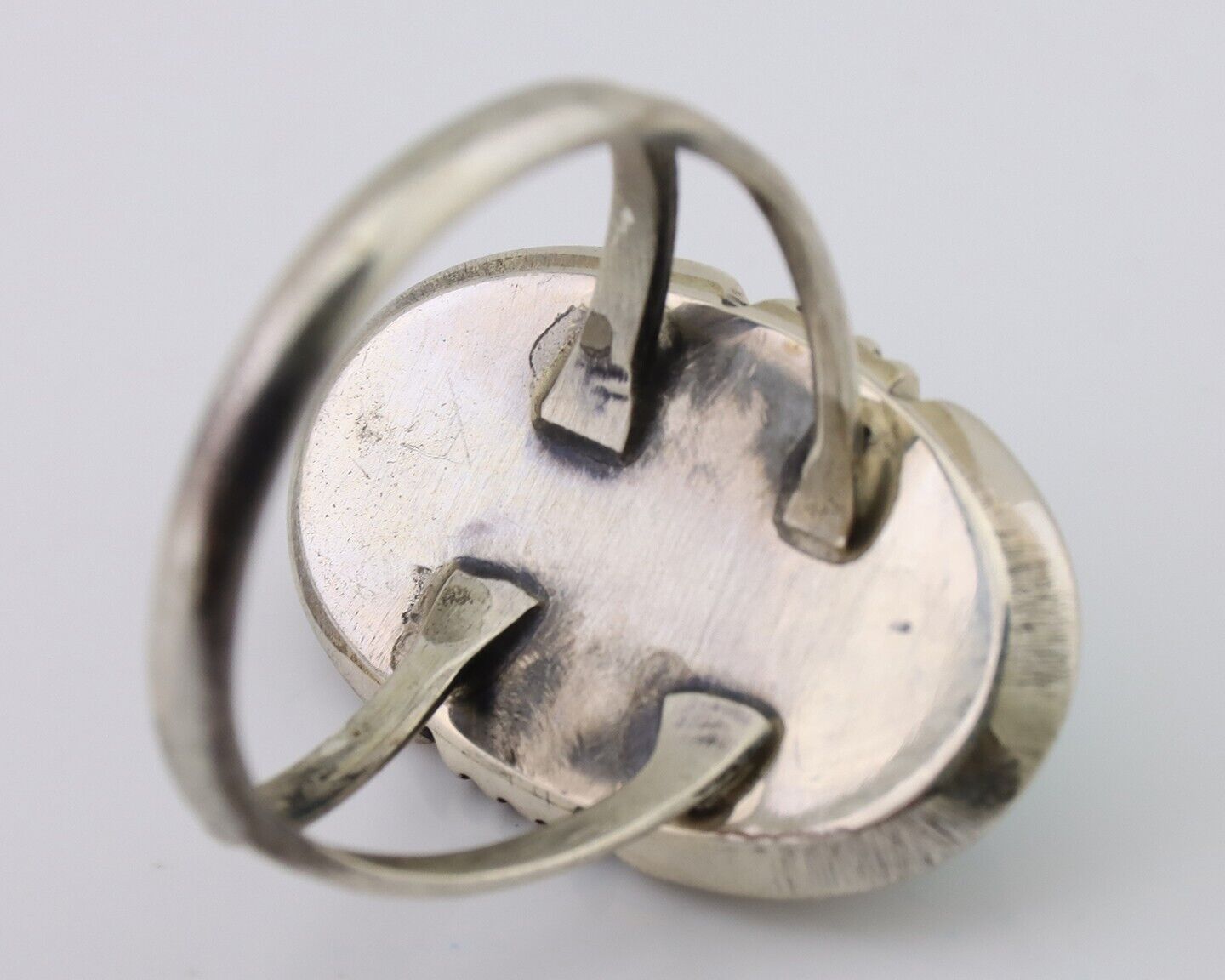 Navajo Hand Stamped Ring 925 Silver Natural Turquoise Native Artist C.80's