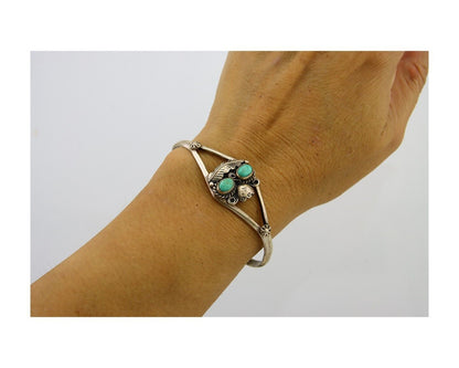 Navajo Bracelet 925 Silver Cuff Turquoise Handmade Native Artist C.80's