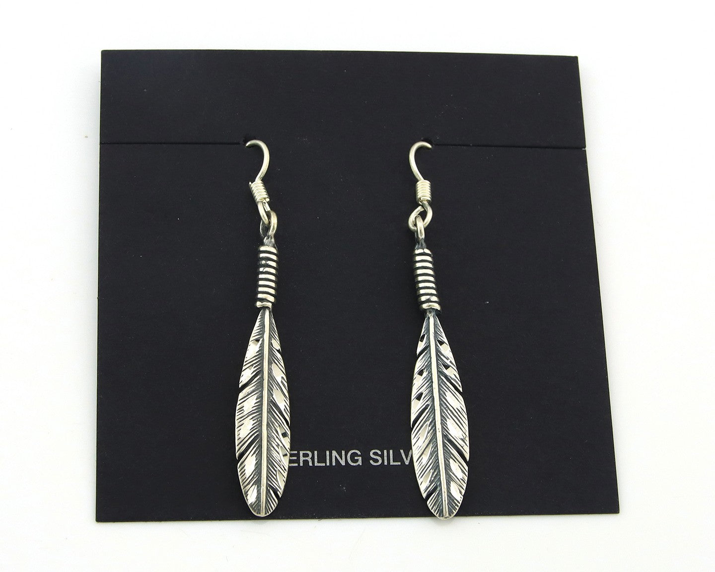 Navajo Eagle Feather Earrings Sterling Silver Dangle Vintage