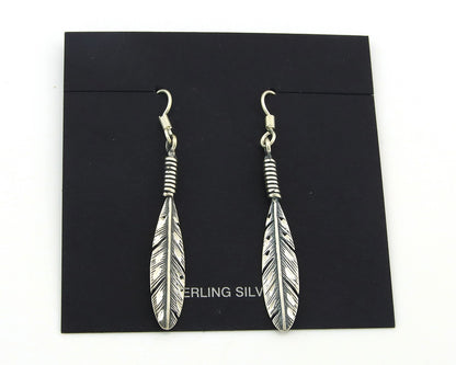 Navajo Eagle Feather Earrings Sterling Silver Dangle Vintage