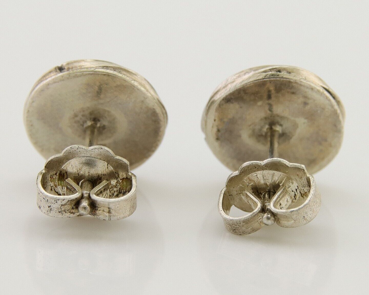 Navajo Snake Eye Earrings 925 Silver Blue Turquoise Native American Artist C.80s