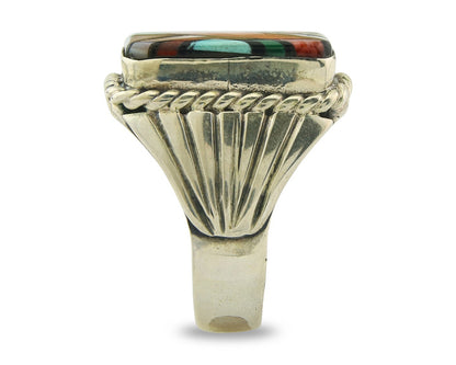Vintage Navajo Ring 925 Sterling Natural Gemstone Signed C Montoya Size 11