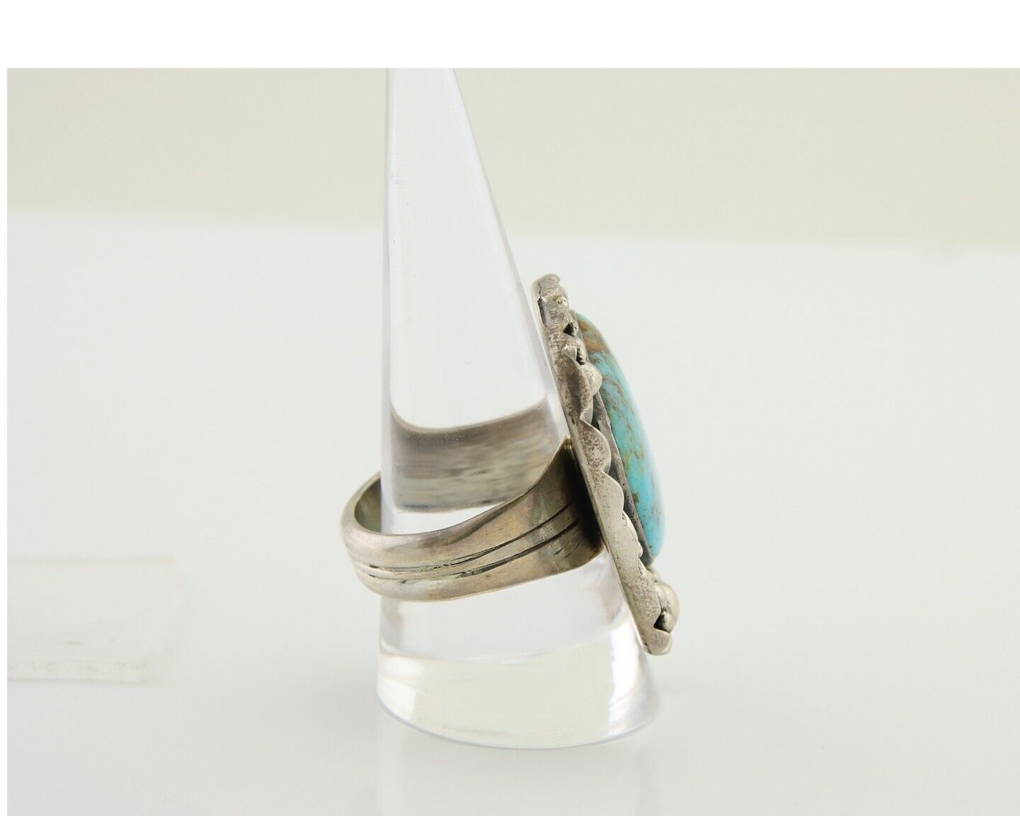 Navajo Ring .925 Silver Natural Turquoise Artist Signed Zachary C.80's