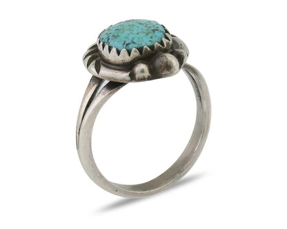 Navajo Ring 925 Silver Kingman Turquoise Native American Artist C.80's