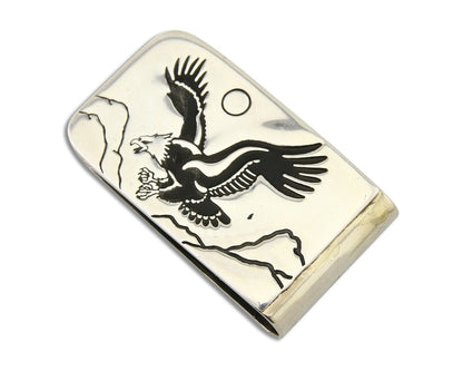 Navajo Eagle Money Clip .925 Silver & .999 Nickle Native American Artist C.80's