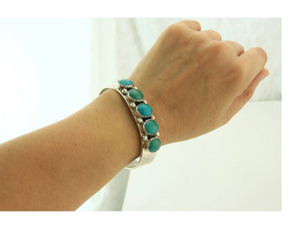 Navajo Cuff Bracelet 925 Sterling Silver Turquoise Vintage Signed C Jones