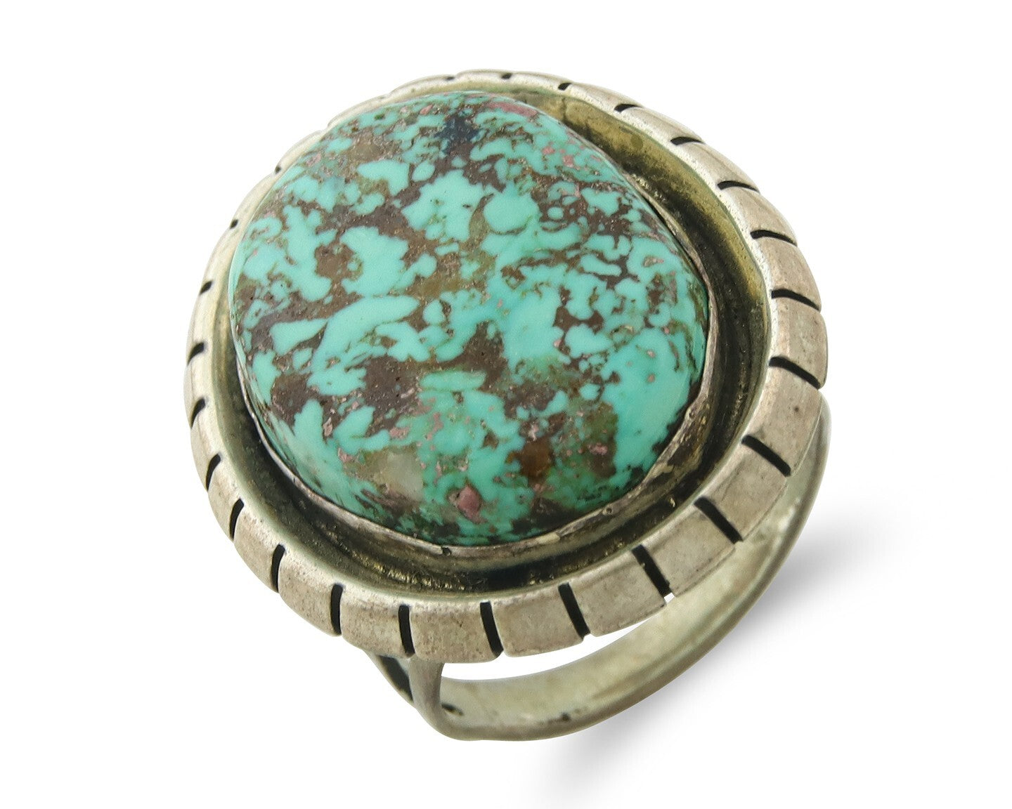 Vintage Navajo Ring 925 Sterling Silver Turquoise Signed Doug Zachary Size 9.25
