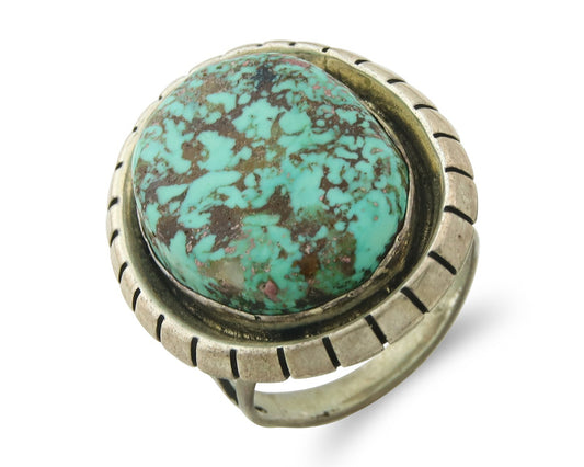 Vintage Navajo Ring 925 Sterling Silver Turquoise Signed Doug Zachary Size 9.25