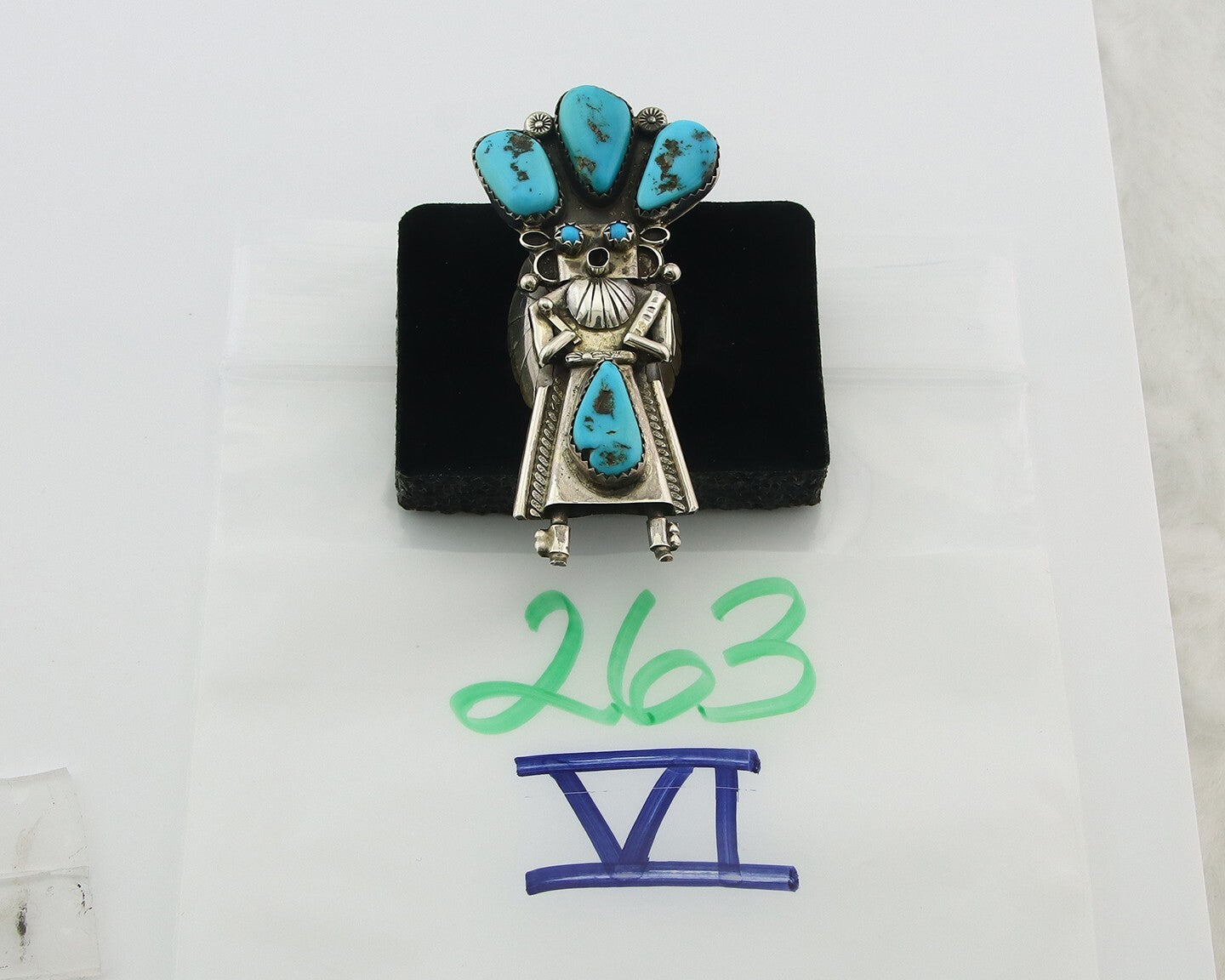 Vintage Navajo Ring 925 Sterling Silver Turquoise Handmade Signed OM Size 7.5