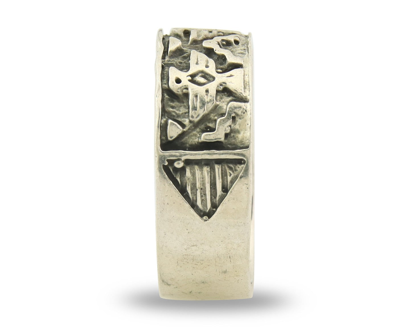 Navajo Band Ring Sterling Silver Vintage Authentic Signed BSM Size 8.0