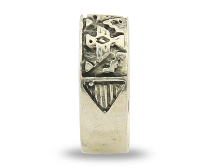 Navajo Band Ring Sterling Silver Vintage Authentic Signed BSM Size 8.0