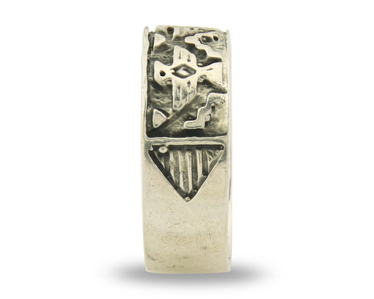 Navajo Band Ring Sterling Silver Vintage Authentic Signed BSM Size 8.0