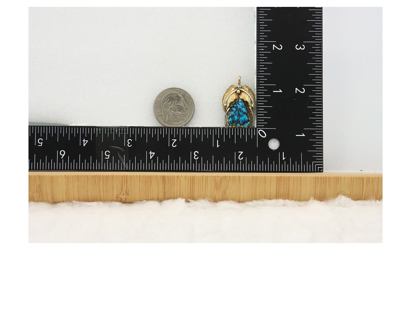 Navajo Pendant Sterling Silver & Gold Natural Blue Turquoise Authentic Native