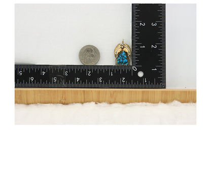 Navajo Pendant Sterling Silver & Gold Natural Blue Turquoise Authentic Native