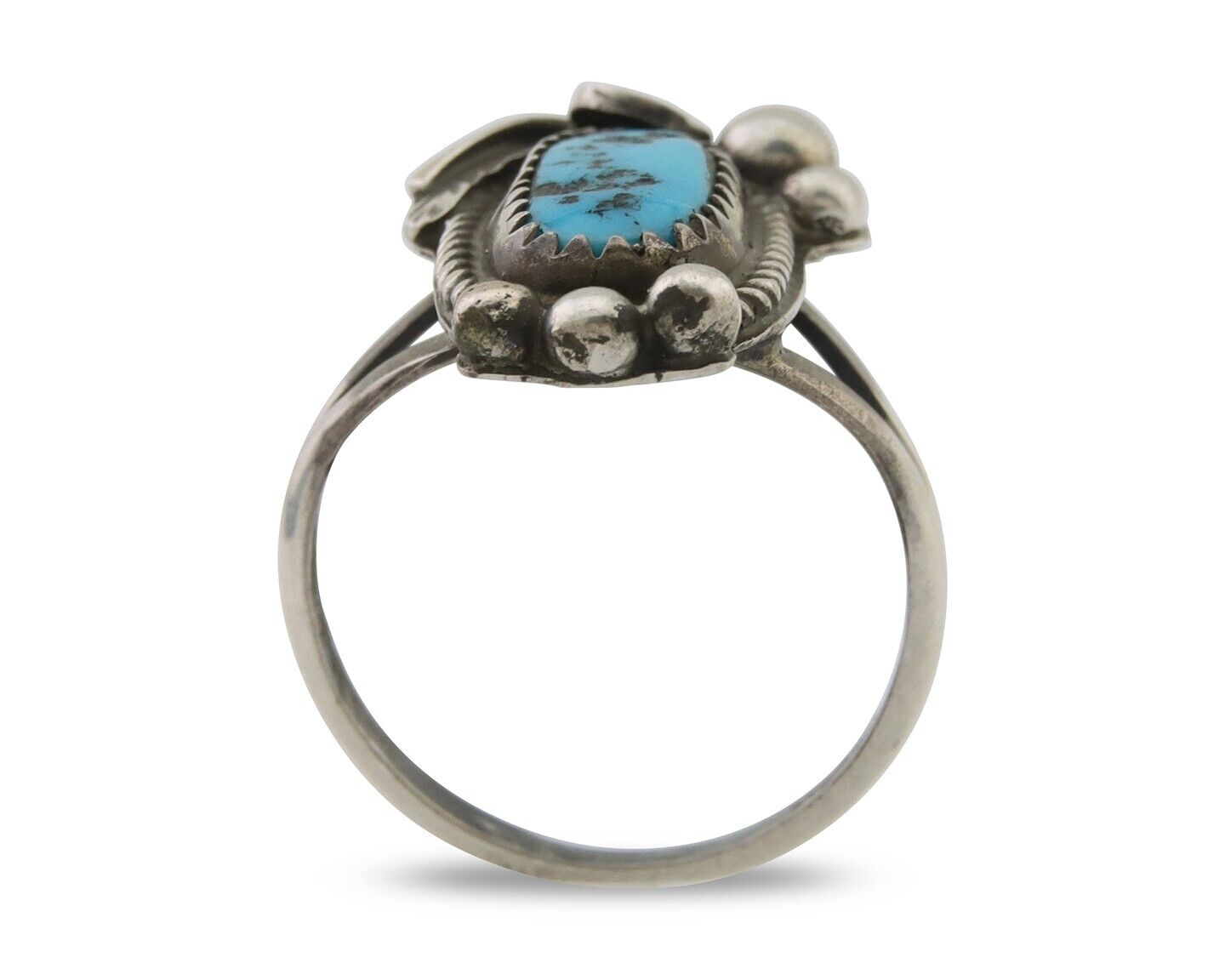 Navajo Ring 925 Silver Sleeping Beauty Turquoise Signed Justin Morris C.80's