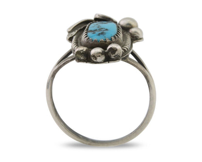 Navajo Ring 925 Silver Sleeping Beauty Turquoise Signed Justin Morris C.80's
