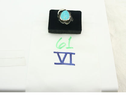 Vintage Navajo Ring Sterling Silver Authentic Turquoise Handmade Size 7.5