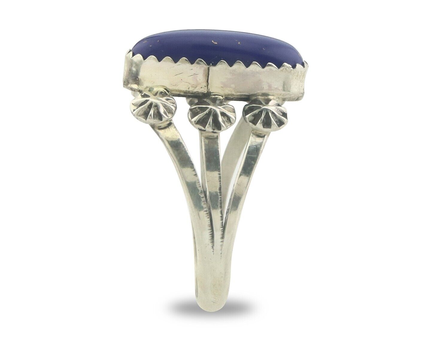 Navajo Ring 925 Sterling Natural Lapis Handmade Native Artist C.80's