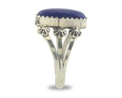 Navajo Ring 925 Sterling Natural Lapis Handmade Native Artist C.80's