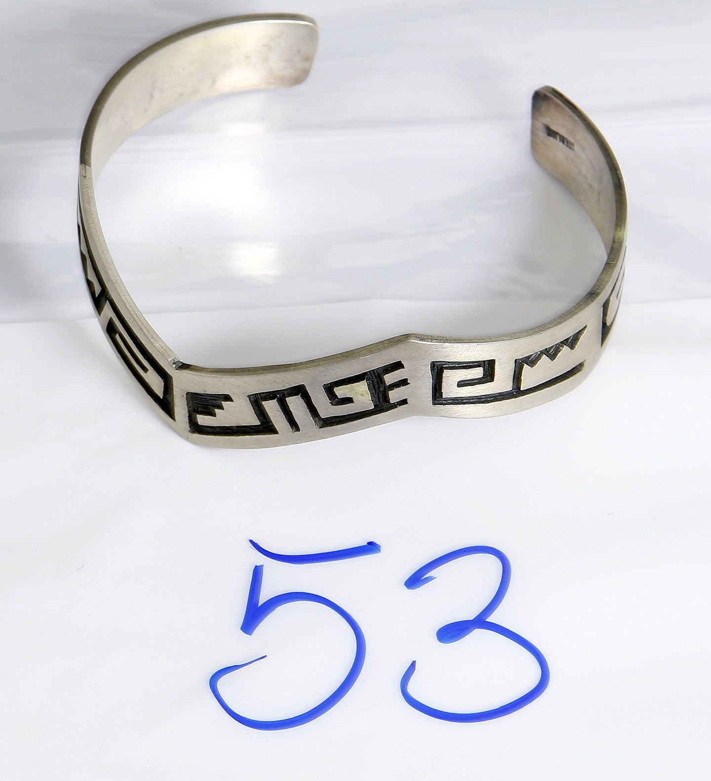 VTG Navajo Indian Handmade Lighting Tribal Pattern .925 Silver Cuff Bracelet