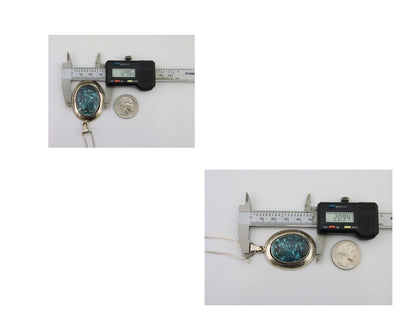 Navajo Necklace 925 Silver Natural Blue Turquoise Native American Artist C.80's