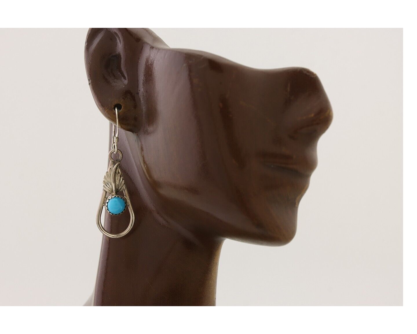 Navajo Dangle Earrings 925 Silver Sleeping B Turquoise Native Artist C.80's