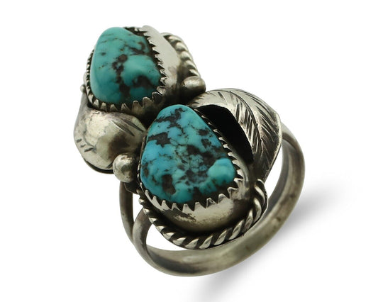 Navajo Ring 925 Silver Sleeping Beauty Nugget Turquoise Native Artist C.80's